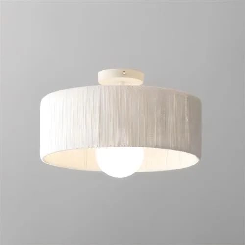 White 1-Light Cotton Close to Ceiling view 2