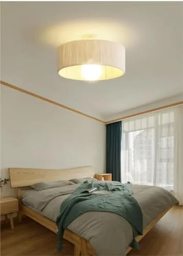 White 1-Light Cotton Close to Ceiling view 3