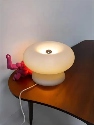 White 1-Light Glass Table Lamp view 3