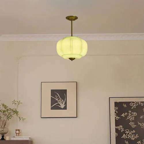 Milk Glass Ceiling Light, 15 Inch Metal Glass Semi view 3
