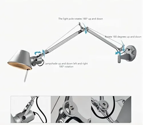 Modern Simple Telescopic Folding Rocker arm Silver Wall Light view 3