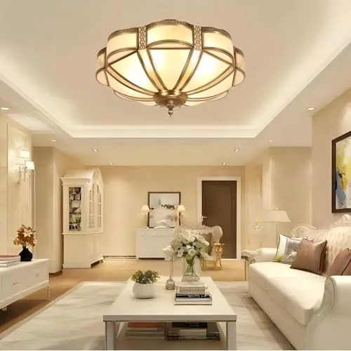 17.7 Inch Flush Mount Ceiling Light, 4 Lights Brass view 3