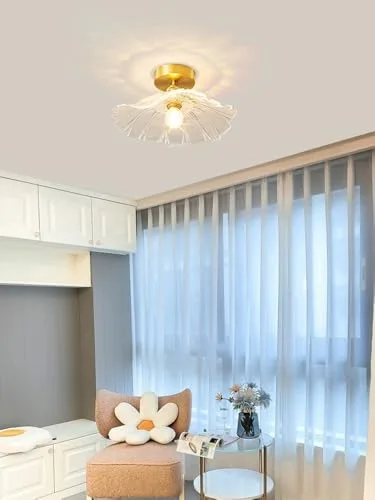 American Simple Copper Sunflower Glass Ceiling Light Corridor Cloakroom view 2