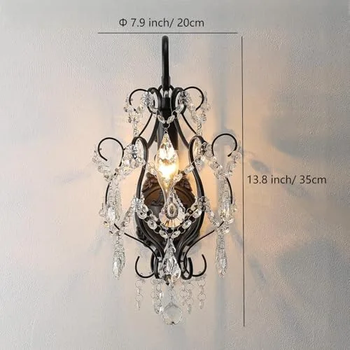 1-Light Crystal Wall Light, 7.9 Inch Vintage Wall Sconce view 3