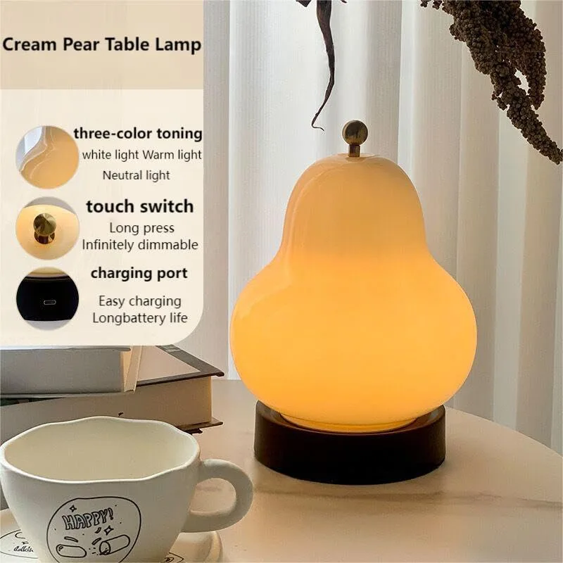 French Cream Pear Table Lamp Bedroom Bedside Minimalist Living view 2