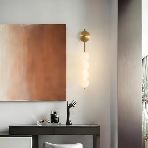 Gold & White Glass Sconce view 3