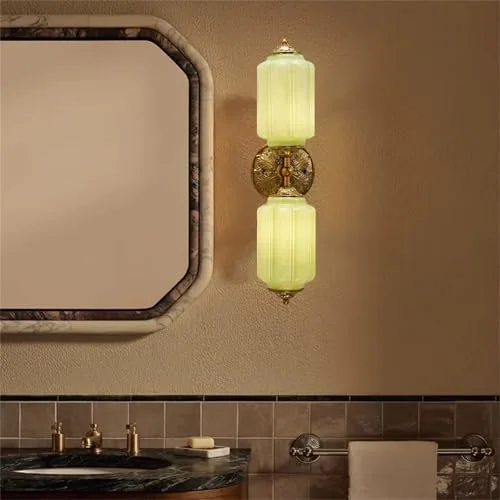 Milk Glass Wall Sconce, 2-Light Vintage Metal Glass Wall view 2