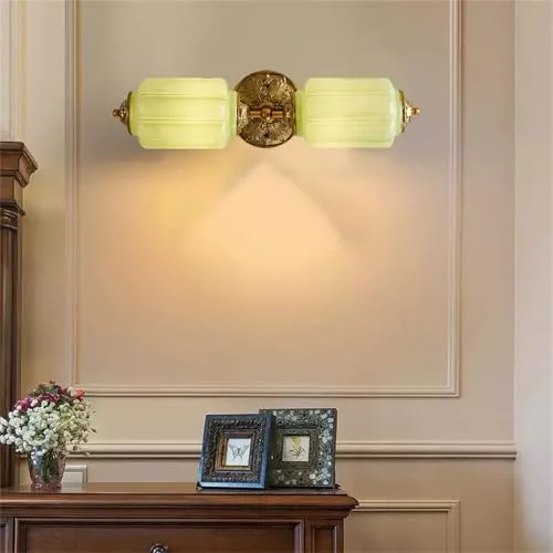 Milk Glass Wall Sconce, 2-Light Vintage Metal Glass Wall view 3
