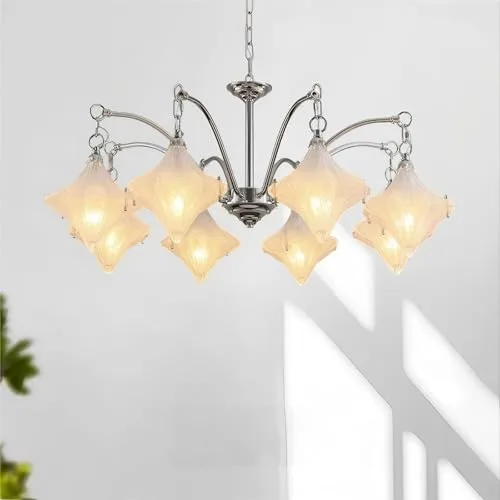 Chrome 5-Light Glass Chandelier view 2