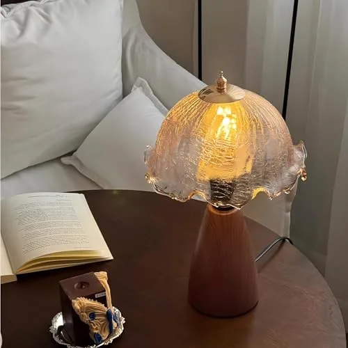 Vintage Flower Table Lamp, Decorative Table Light with Glass view 3