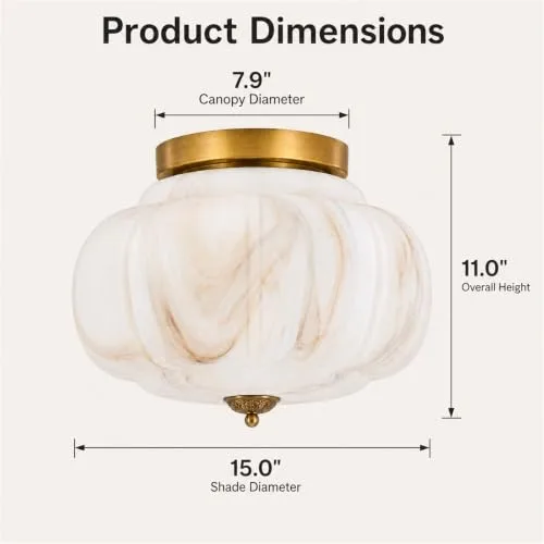 Milk Glass Ceiling Light, 15 Inch 3-Light Metal Glass view 3