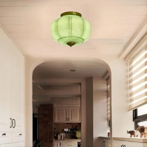 Milk Glass Ceiling Light, 15 Inch 3-Light Metal Glass view 3