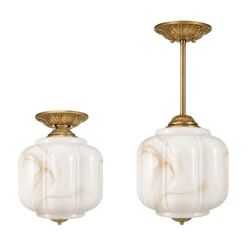 Dual-Purpose Milk Glass Pendant Light Chandelier, 9.8 Inch Metal view 1