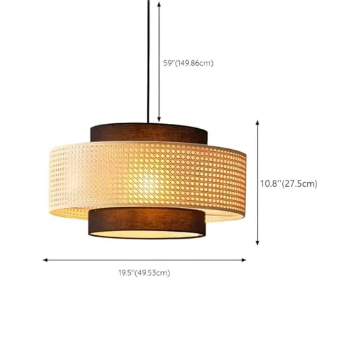 Rattan Farmhouse Pendant Light Fixture, Hand Woven Dining Room view 3