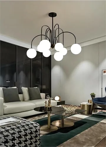Mid-Century Dining Room Chandelier 8 Lights Glass Globe Chandelier view 2