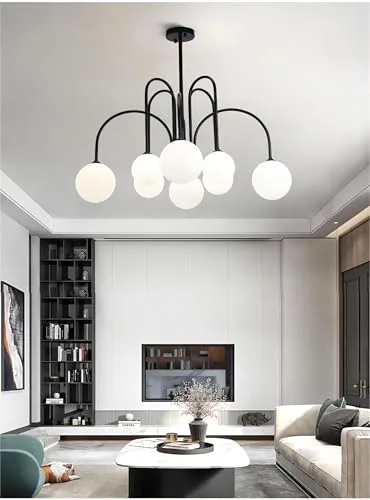 Mid-Century Dining Room Chandelier 8 Lights Glass Globe Chandelier view 3