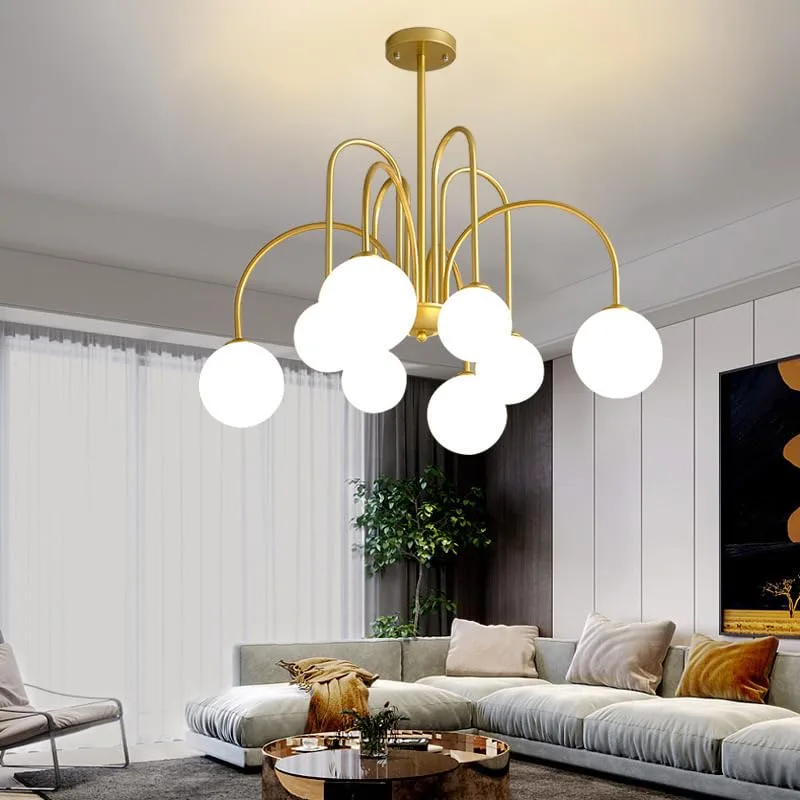 Mid-Century Dining Room Chandelier 8 Lights Glass Globe Chandelier view 1