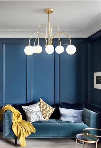 Mid-Century Dining Room Chandelier 8 Lights Glass Globe Chandelier view 2