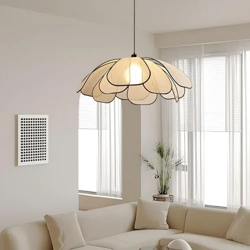Cloth Flower Pendant Light, Wabi-sabi Style Hanging Light with view 3