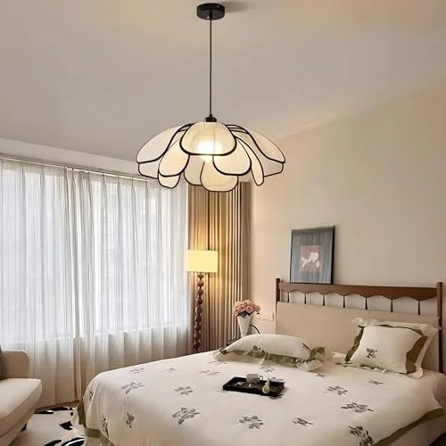 Cloth Flower Pendant Light, Wabi-sabi Style Hanging Light with view 2