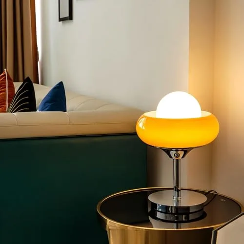 Modern Table Lamp, 11 Inch Bauhaus Style Round Bedside view 3