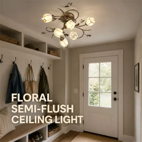 24 Inch 6-Light Branch Shaped Ceiling Lights, Creative Retro view 2
