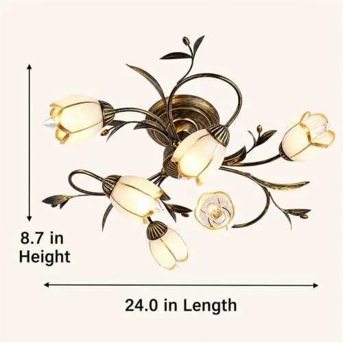 24 Inch 6-Light Branch Shaped Ceiling Lights, Creative Retro view 3