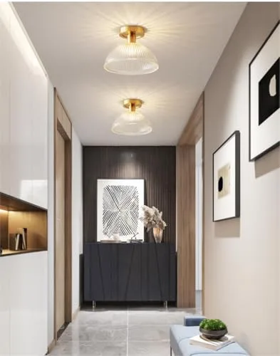 American Simple All-Copper Glass Ceiling Light Corridor Cloakroom Light view 2