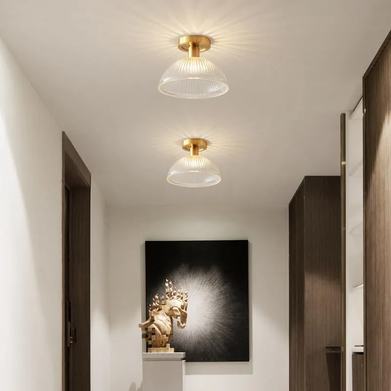 American Simple All-Copper Glass Ceiling Light Corridor Cloakroom Light view 3