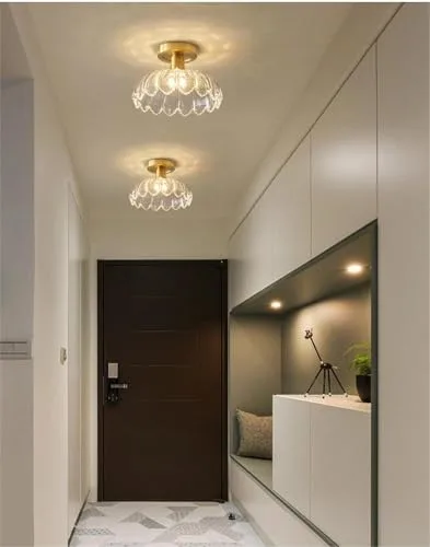 American Simple All-Copper Glass Ceiling Light Corridor Cloakroom Light view 2