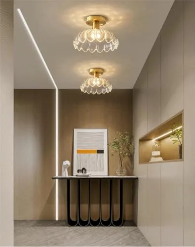 American Simple All-Copper Glass Ceiling Light Corridor Cloakroom Light view 3