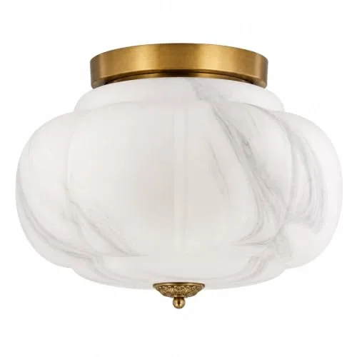 Milk Glass Ceiling Light, 15 Inch 3-Light Metal Glass view 1
