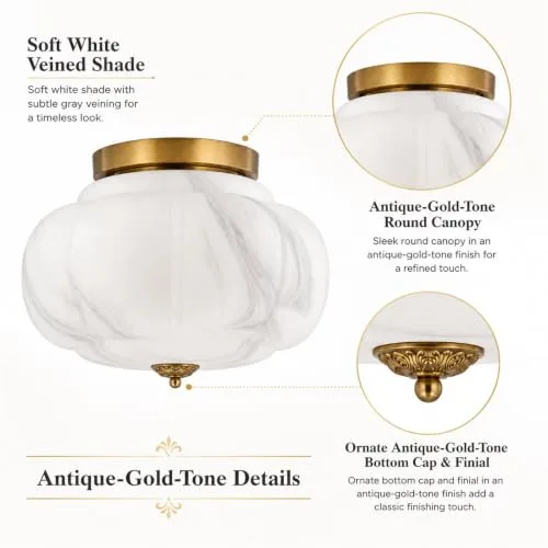 Milk Glass Ceiling Light, 15 Inch 3-Light Metal Glass view 3