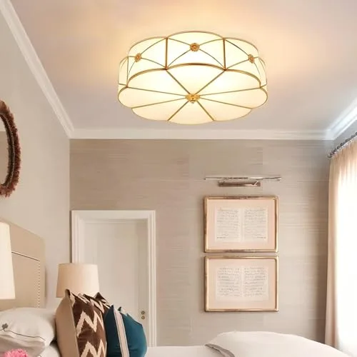 13.8 Inch Flush Mount Ceiling Light, 3 Lights Brass view 3