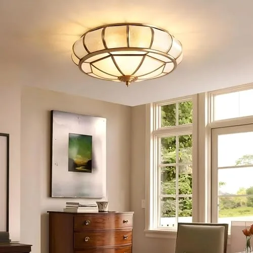 13.8 Inch Flush Mount Ceiling Light, 3 Lights Brass view 3