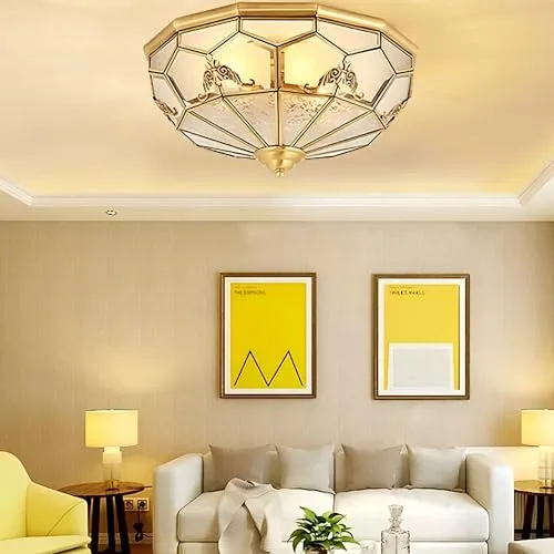 13.8 Inch Flush Mount Ceiling Light, 3 Lights Brass view 3