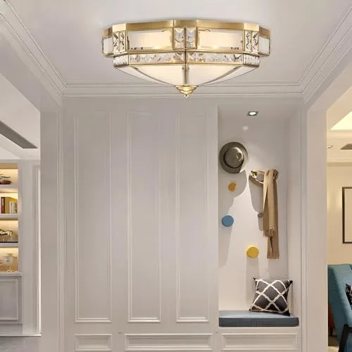 13.8 Inch Flush Mount Ceiling Light, 3 Lights Brass view 3