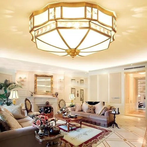 17.7 Inch Flush Mount Ceiling Light, 4 Lights Brass view 2