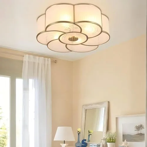 13.8 Inch Flush Mount Ceiling Light, 3 Lights Brass view 2