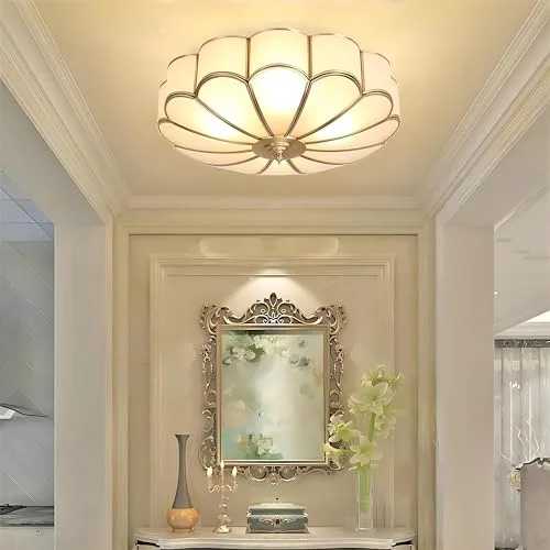 13.8 Inch Flush Mount Ceiling Light, 3 Lights Brass view 1