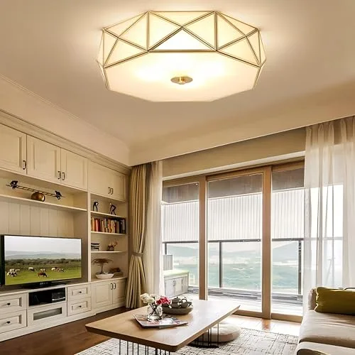 23.6 Inch Flush Mount Ceiling Light, 6 Lights Brass view 2