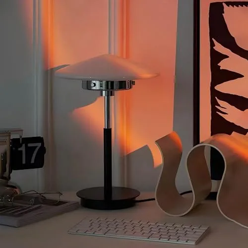 Black/White/Chrome Glass Table Lamp view 3