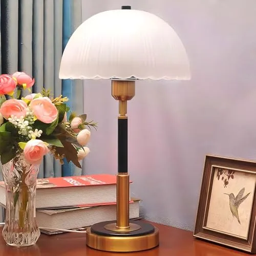 Vintage Table Lamp, Decorative Table Light with Glass Dome view 2