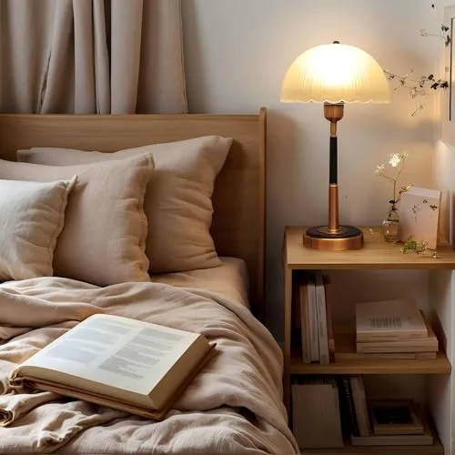 Vintage Table Lamp, Decorative Table Light with Glass Dome view 3