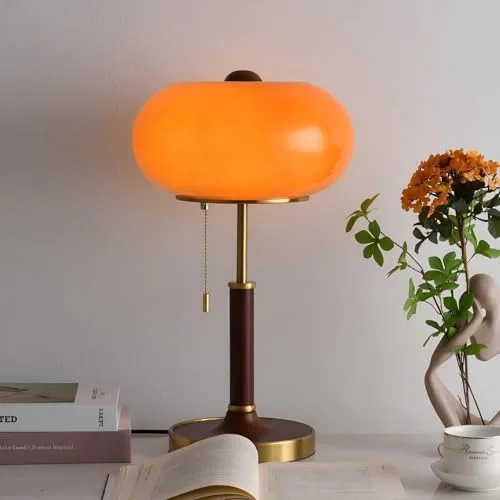 Vintage Table Lamp, Decorative Table Light with Glass Shade view 2