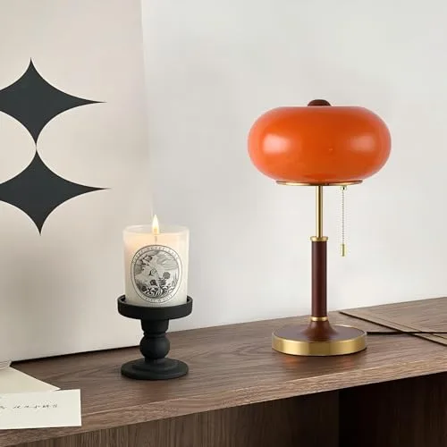 Vintage Table Lamp, Decorative Table Light with Glass Shade view 3