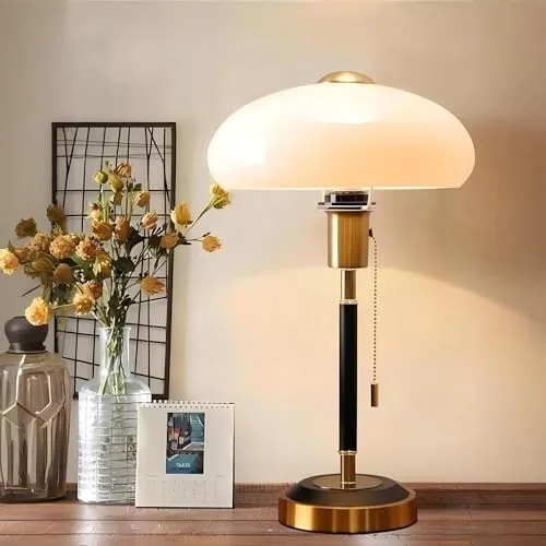 Vintage Table Lamp, Decorative Mushroom Table Light with Glass view 2