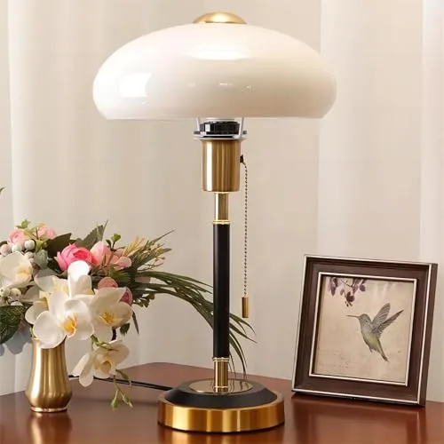 Vintage Table Lamp, Decorative Mushroom Table Light with Glass view 3