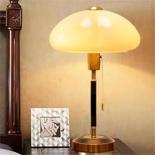 Vintage Table Lamp, Decorative Pumpkin Table Light with Glass view 3