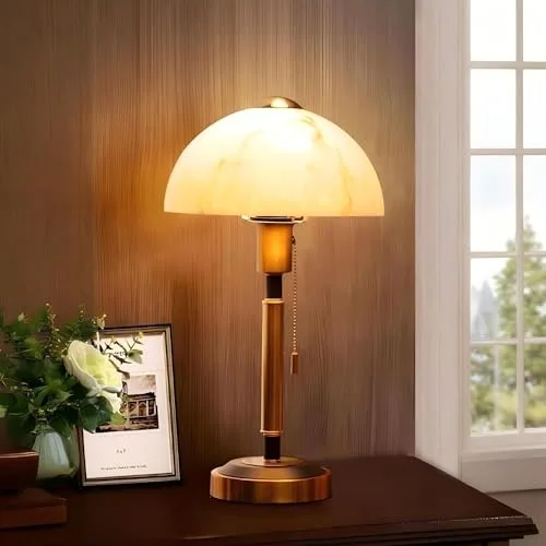 Vintage Table Lamp, Decorative Table Light with Glass Shade view 2